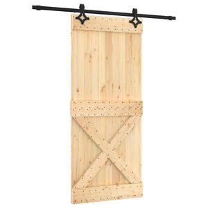vidaXL Skyded&oslash;r Naturfarvet og sort 90 x 210 cm Massivt Fyrretr&aelig;