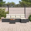 vidaXL Havesofa Sæt med pude 6 pcs Sort Poly rattan
