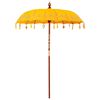 vidaXL Balinesisk parasol med base Gul 185 x 185 x 260 cm