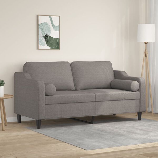 vidaXL 2-personers sofa med pyntepuder 140 cm stof gr&aring;brun