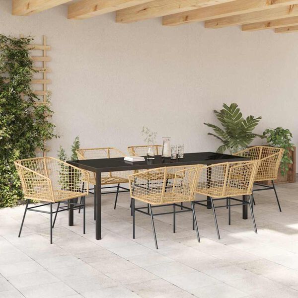 vidaXL Have Spisebordss&aelig;t 7 pcs Brun polyrattan