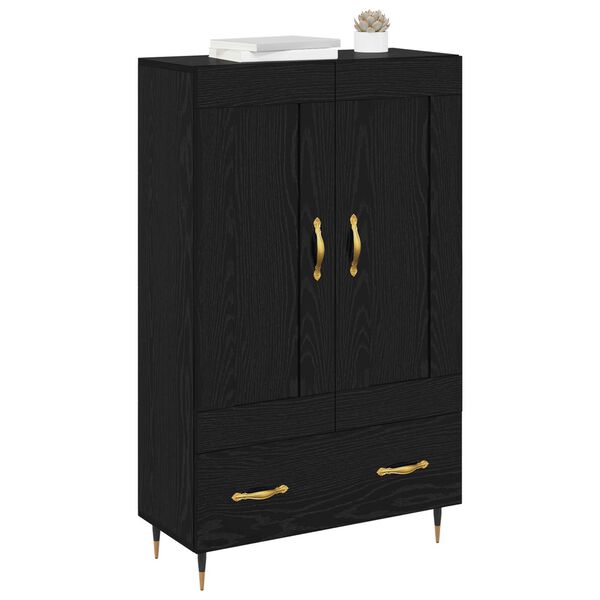 vidaXL Highboard med skuffe Sort eg 69,5 x 31 x 115 cm Konstrueret tr&aelig;