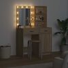 vidaXL Makeupbord s&aelig;t med LED med d&oslash;r 2 pcs Sonoma eg Konstrueret tr&aelig;