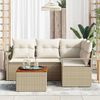 vidaXL Havesofa S&aelig;t med opbevaring 5 pcs Beige og creme polyrattan