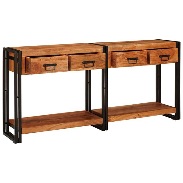 vidaXL Konsolborde 2 pcs Brun 160 x 33 x 75 cm Solid Akacietræ
