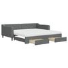 vidaXL daybed med udtr&aelig;k og skuffer 100x200 cm stof m&oslash;rkegr&aring;