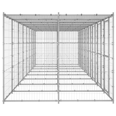 vidaXL udendørs hundebur med tag 19,36 m² galvaniseret stål