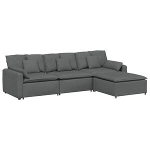 vidaXL modulsofa med fodskammel og hynder m&oslash;rkegr&aring;