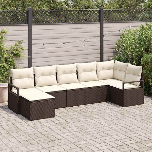vidaXL Sofa S&aelig;t 7 pcs Brun polyrattan