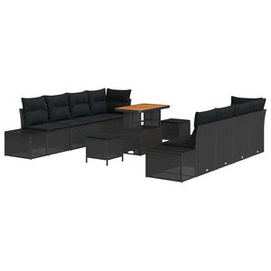 vidaXL Havesofa S&aelig;t Sort Poly rattan