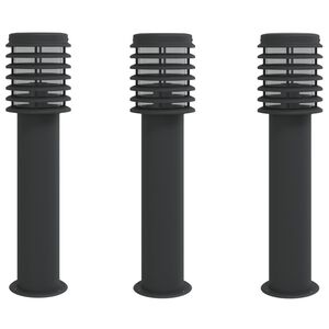 vidaXL udend&oslash;rs standerlampe 3 stk. 60 cm rustfrit st&aring;l sort