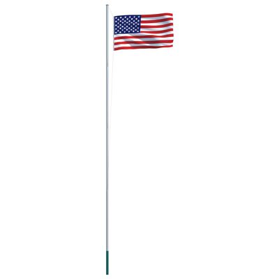 vidaXL det amerikanske flag og flagstang 6,2 m aluminium