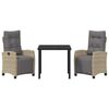 vidaXL Have Spisebordss&aelig;t med pude 3 pcs Beige polyrattan