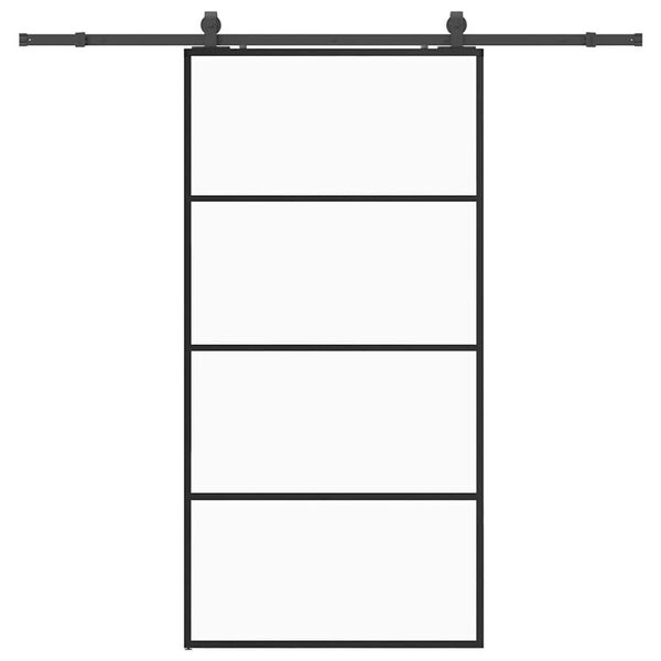 vidaXL skyded&oslash;r med hardwares&aelig;t 102,5x205 cm ESG glas sort