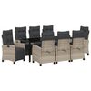 vidaXL Have Spisebordss&aelig;t med pude 9 pcs Lysegr&aring; polyrattan