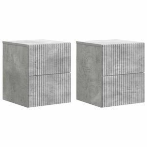 vidaXL V&aelig;gh&aelig;ngt Natbord med skuffe 2 pcs Betongr&aring; 33 x 34,5 x 40 cm