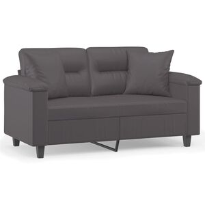 vidaXL 2-personers sofa med pyntepuder 120 cm kunstl&aelig;der gr&aring;