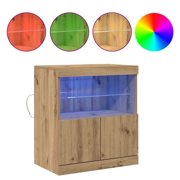vidaXL LED Sideboard Brun 60,5 x 37 x 67 cm Konstrueret tr&aelig;