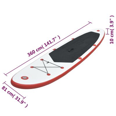 vidaXL paddleboard oppusteligt rød og hvid