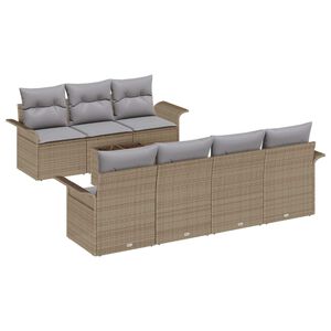 vidaXL Havesofa S&aelig;t med pude 8 pcs Beige og gr&aring; polyrattan