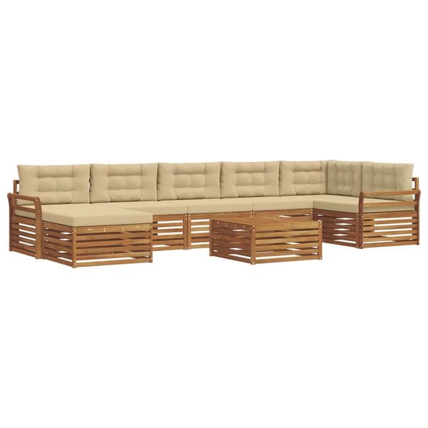 vidaXL Udend&oslash;rs sofagruppe 8 pcs Naturlig og Beige Massivt Akacietr&aelig;