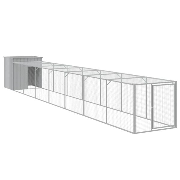 vidaXL h&oslash;nsehus med l&oslash;beg&aring;rd 110x813x110 cm galvaniseret st&aring;l lysegr&aring;