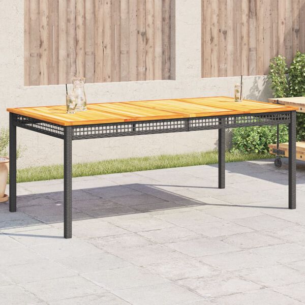 vidaXL havebord 180x90x75 cm polyrattan og akacietr&aelig; sort