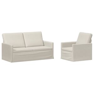 vidaXL Sofa S&aelig;t 2 pcs Cremefarvet Velour (V)