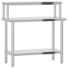 vidaXL k&oslash;kkenbord med tophylde 110x55x120 cm rustfrit st&aring;l