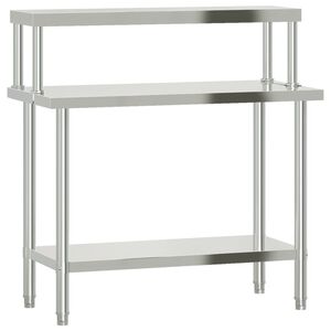vidaXL k&oslash;kkenbord med tophylde 110x55x120 cm rustfrit st&aring;l