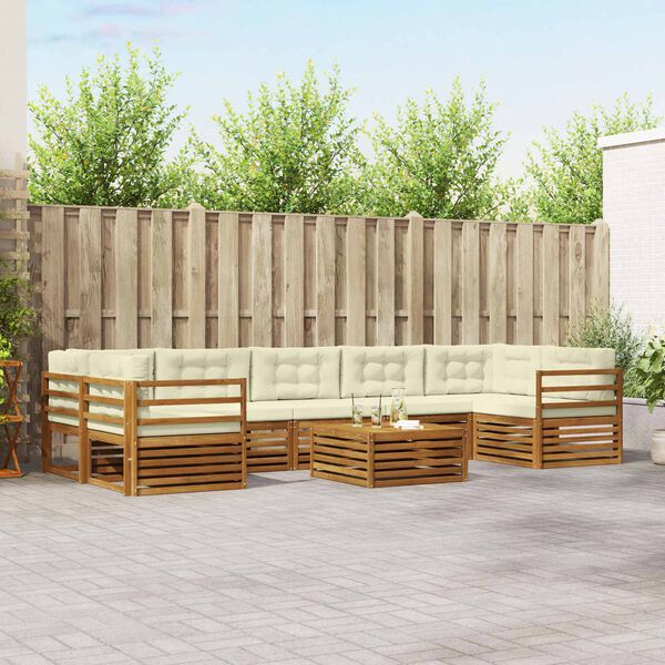 vidaXL Udend&oslash;rs sofagruppe med pude 8 pcs Naturlig og Fl&oslash;de