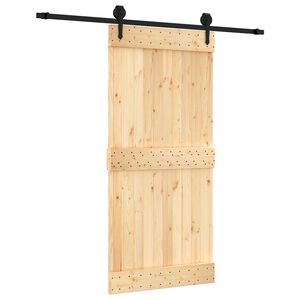 vidaXL Skyded&oslash;r Naturfarvet og sort 95 x 210 cm Massivt Fyrretr&aelig;