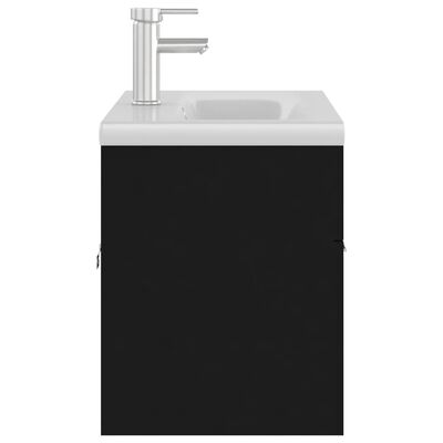 vidaXL vaskeskab med indbygget håndvask konstrueret træ sort