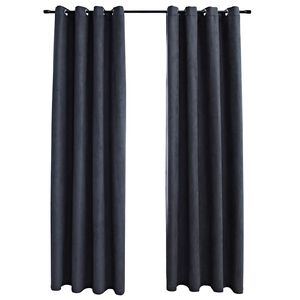 vidaXL m&oslash;rkl&aelig;gningsgardiner 2 stk. metalringe 140 x 175 cm antracitgr&aring;