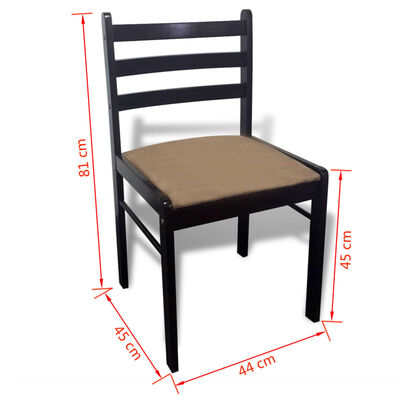 vidaXL spisebordsstole 6 stk. massivt træ og fløjl brun
