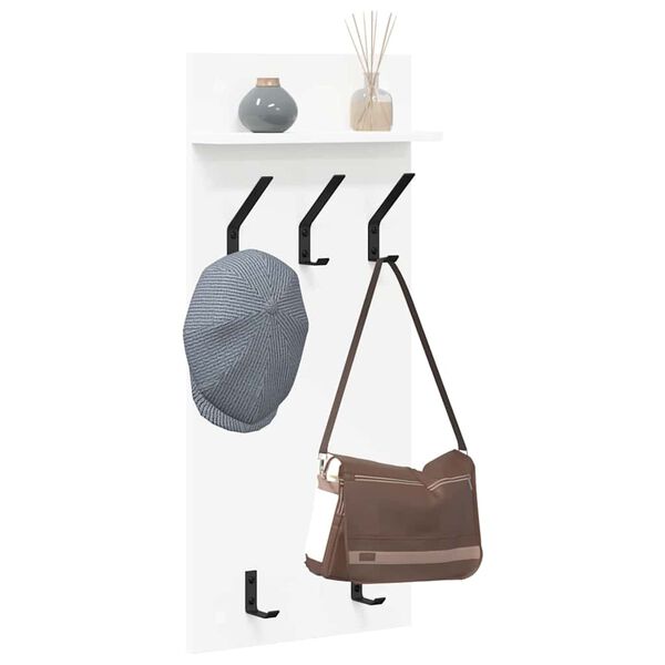 vidaXL V&aelig;gmonteret Jakkeholder Hvid 40 x 10 x 90 cm Konstrueret tr&aelig;