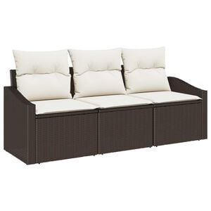 vidaXL Sofa S&aelig;t med pude 3 pcs Brun polyrattan