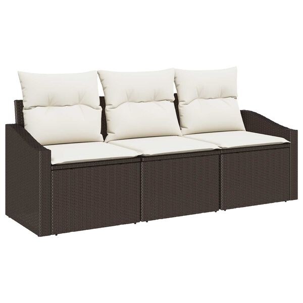vidaXL Sofa Sæt med pude 3 pcs Brun polyrattan