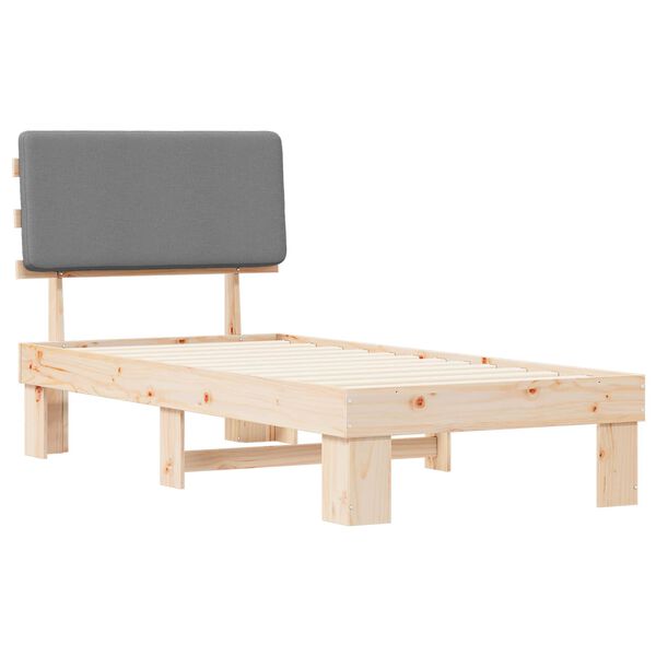 vidaXL Sengestel med Polstret Hovedgavl Lysegr&aring; 90 x 200 cm