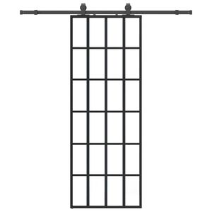 vidaXL skyded&oslash;r med hardwares&aelig;t 76x205 cm ESG glas sort
