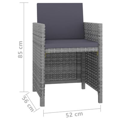 vidaXL udendørs spisebordssæt 13 dele m. hynder polyrattan antracitgrå