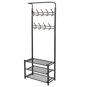 vidaXL knager&aelig;kke med skoopbevaring 68 x 32 x 182,5 cm sort