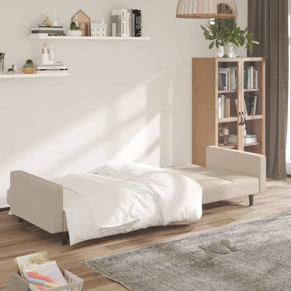 vidaXL 2-personers sovesofa mikrofiberstof cremefarvet