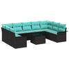 vidaXL Havesofa S&aelig;t med pude 10 pcs Sort polyrattan
