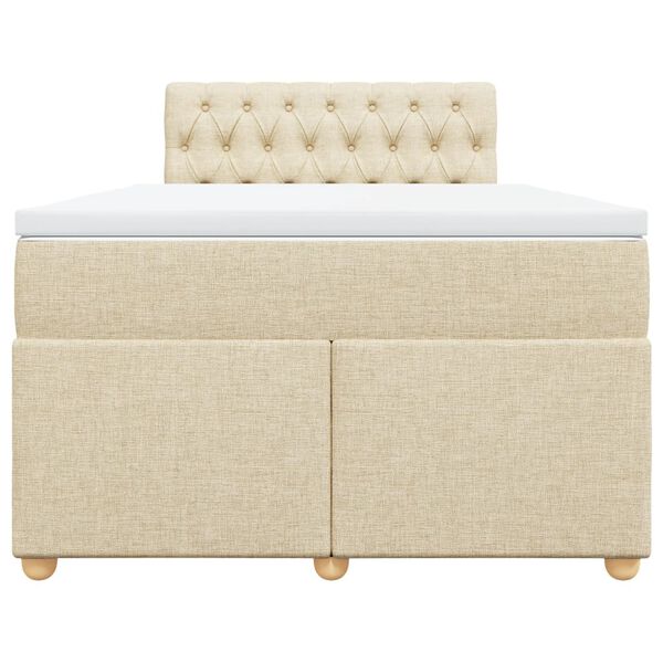 vidaXL kontinentalseng med madras 120x200 cm stof cremefarvet