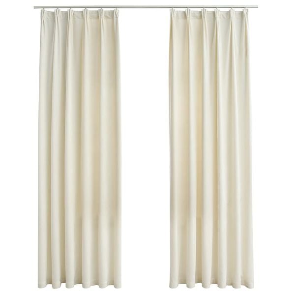 vidaXL m&oslash;rkl&aelig;gningsgardiner kroge 2 stk. 140x225 cm fl&oslash;jl cremefarvet