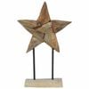 vidaXL Jule Stjernen LED'er Brun 31 x 15 x 46 cm Massiv Teaktr&aelig;