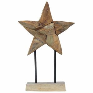 vidaXL Jule Stjernen LED'er Brun 31 x 15 x 46 cm Massiv Teaktr&aelig;