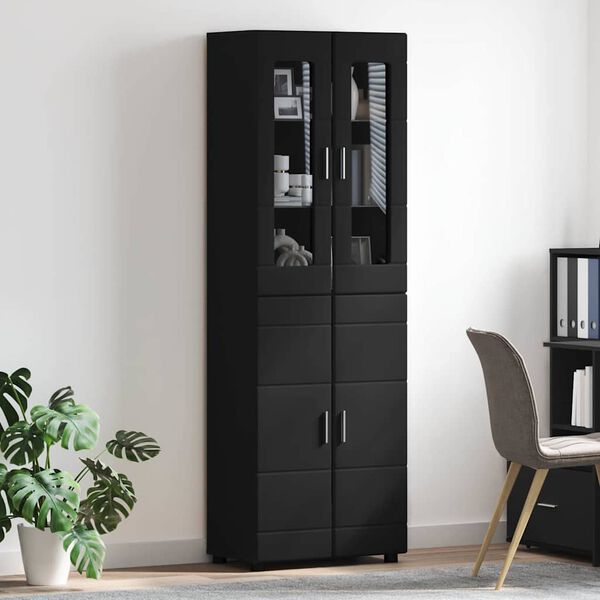 vidaXL Highboard med d&oslash;r FLORIN Sort 60 x 35 x 182 cm Konstrueret tr&aelig;