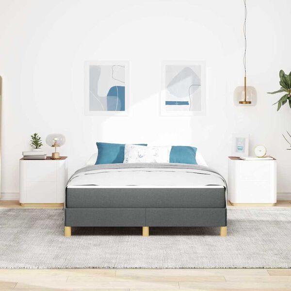 vidaXL Box spring seng med madras M&oslash;rkegr&aring; 140 x 200 cm Stof